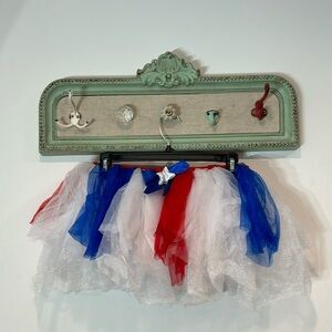 Red white and blue adult one size fits most tutu elastic waist micro mini